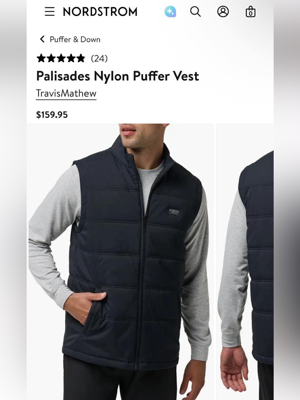 Travis Mathew Navy Quilted Nylon Puffer Vest MEDIUM